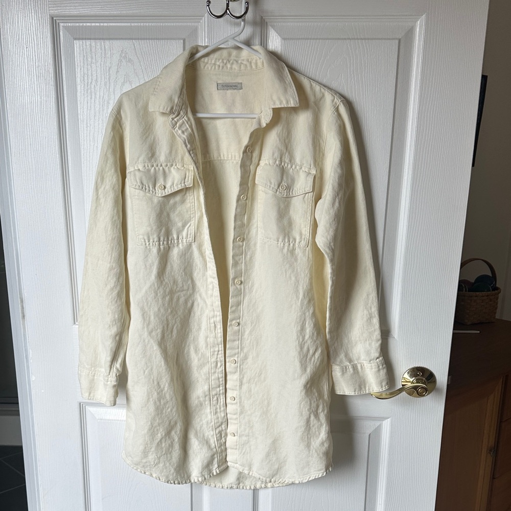 Outerknown Cream/Ivory Linen and Organic Cotton shirt dress